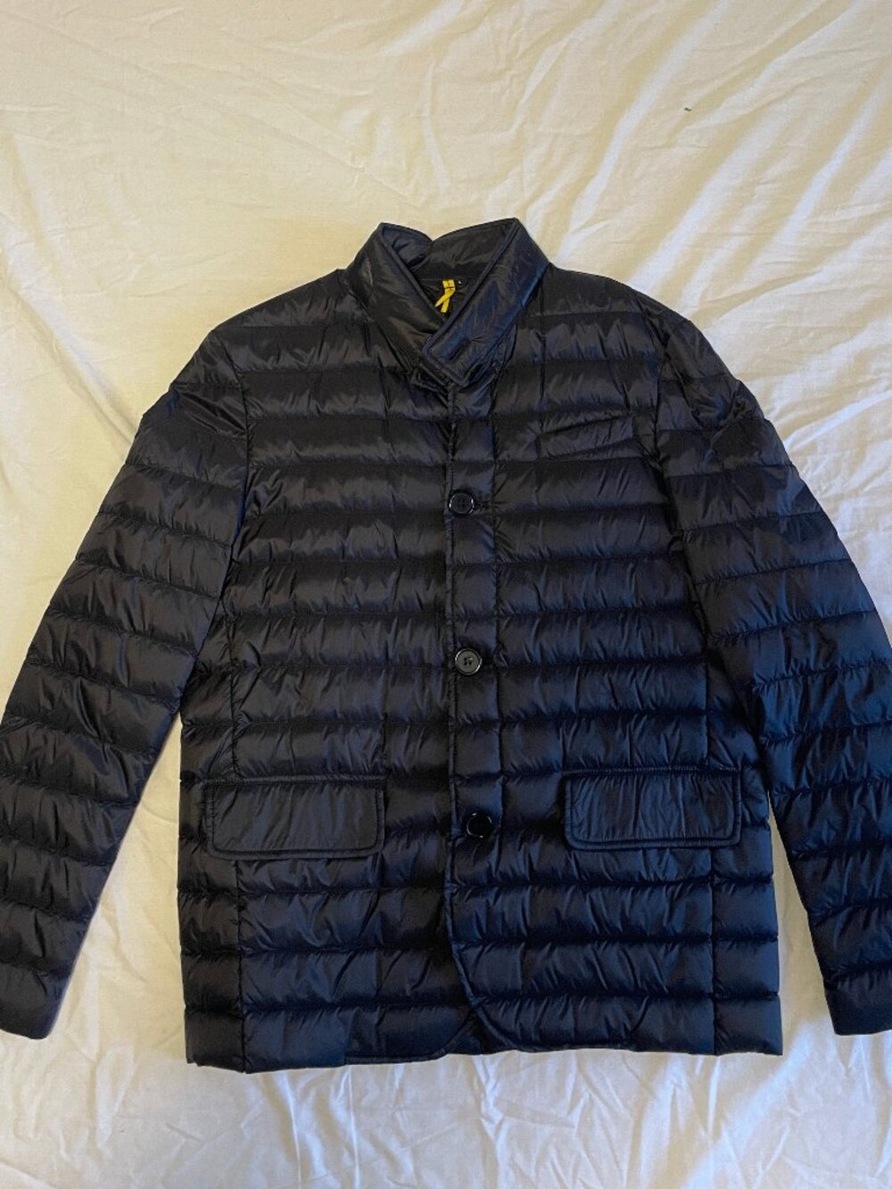 Cotes Of London Women Quilted Puffer Jacket Black Nylon Button Collar Size L NWT